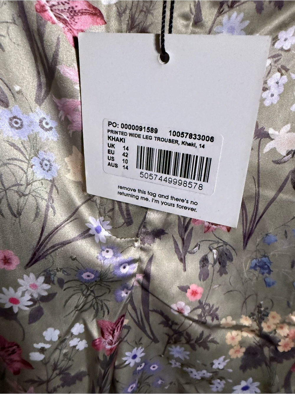 Satin Floral Wide Leg Trousers - Picture 2 of 5